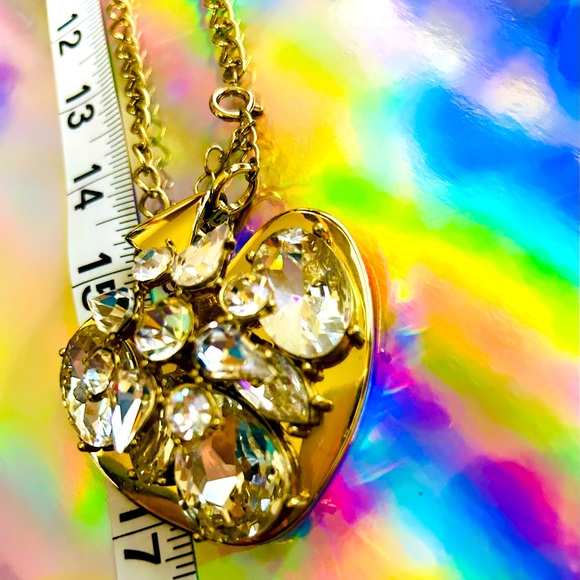 Vintage Juicy Couture Gold plated Rhinestone Heart Necklace BOLD & BEAUTIFUL - Picture 5 of 6